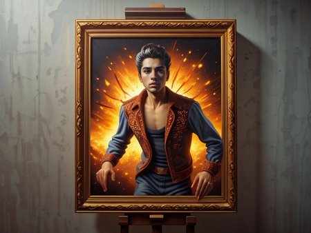 <lora:XenoTALES-OutOfScreen:1> XD-Scene, 
OutOfScreen, 
man,  
(oil painting), leaning, 60s style, (fiery explosion:0.8),