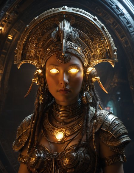by florey,  (rembrandt lighting , tribal but extremely beautiful:1.4), (intricate details, masterpiece, best quality:1.4) ,
Futuristic sci-fi style, futuristic, technological, alien worlds, space themes, advanced civilizations, , looking at viewer
<lora:add-detail-xl:1> <lora:xl_more_art-full_v1:0.5> <lora:looking_at_viewer:2>
