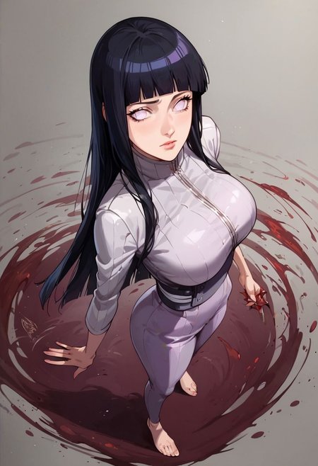 score_9, score_8_up, score_7_up, score_6_up, rating_explicit, rating_lewd, score_9, score_8_up, score_8, epiCPhoto, semi realistic,
 (best quality:1.1), (masterpiece:1.2), (realistic:1.2), (detailed:1.1), (highres, best quality:1.2),
1girl((hinataSDXL, 1girl, hyuuga hinata, purple eyes, white eyes, blunt bangs, black hair, hime cut) Perfect feet, beautiful face, Slim girl, mature woman, ((large breasts, narrow waist, wide hips))), long hair, Slim girl, skinny, (30 years old), from side, High angle perspective, bubble butt, 
(Ink illustration on parchment). Stealthy female ninja, blending into the shadows. Tight bodysuit adorned with subtle glowneon patterns, enhancing her stealth in the darkness. Eyes glowing with intensity, focused on her target. A sudden burst of sparks as she unsheathes her katana, ready to strike. Moonlight filters through the canopy above, casting an ethereal glow. ink splashes, rough ink sketch, moody, gloomy, dark picture, high contrast, stylized.