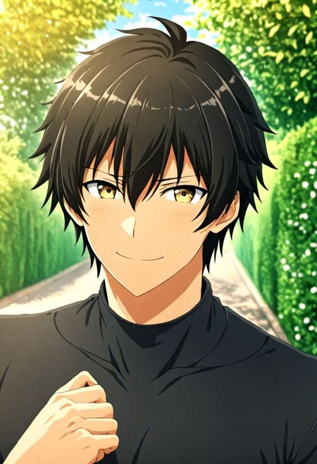high resolution, solo, best quality, 1Boy, Seiya Kanie, black hair, short hair, thin, Looking at viewer, happiness, depth of field, half body, outdoor, OverallDetail