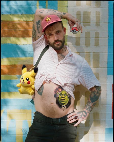HD high quality photo of a male wearing a purse in the format of a pikachu. A yellow fluffy purse with fur texture. Pikachu shows a cute face and body.
&&
HD high quality photo of a male face wearing [red:pink:0.5] baseball cap with a golden star logo
&&
HD high quality photo of a male with a shirt lifted up exposin his hairy belly with a Sherk tattoo, Shrek is a green ogre, a tattoo with clean lines <lora:Shrek:0.8> [<lora:Flux_Tattoo:0.6><lora:tattoo_flux:0.75>::0.4]
&&
HD high quality photo of a extreme close-up male hand fingers holding a PokÃ©ball, a red and white pokÃ©mon ball.
&&
HD high quality photo of a extreme close-up male hand fingers, wearing a ring BREAK a extreme close-up male hand wearing a [geen emerald:red ruby:0.35] [ring:magical fantasy ring:0.5]
ðï¸ [Inpainted with Loras]: flux1-depth-dev-lora
ð¯<lora:flux\loratools\flux1-depth-dev-lora.safetensors:0.45:0.45>