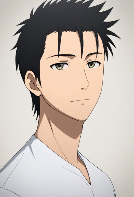 Highres, Masterpiece, High Quality, 4K, 8K, solo, 1Boy, Soujirou Agata, borown eyes, black hair, Shirt, passport_photo_style, looking at viewer, focused gaze forward, plain background, straight body, head upright, easynegative, detailed_eye_model