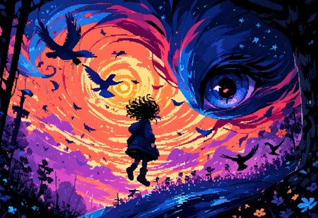 score_9, score_8_up, score_7_up, score_6_up,score_5_up,score_4_up, source_anime,
cosmic, floating hair, floating clothes, motion blur, wind, wind lift, falling leaves, bird, 
<lora:StS_detail_slider_v1:-2> <lora:d3p1x3lXLP:0.9> d3p1x3l, pixel art, <lora:cr33pXLP:1> cr33p, <lora:rain-style:0.25>