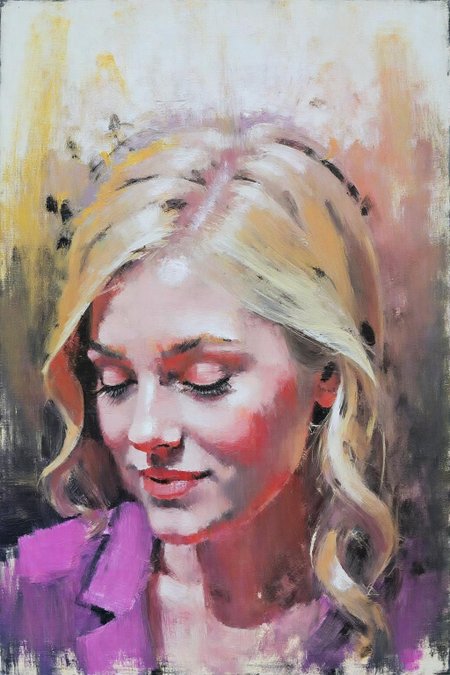 marklague1 painting.
A woman with light-colored hair is centrally positioned. Her eyes are closed. The background includes yellow, white, black, and other colors with thick brushstrokes. <lora:marklague1_cap_d8a4e12:1.0><lora:855115064271705884:0>