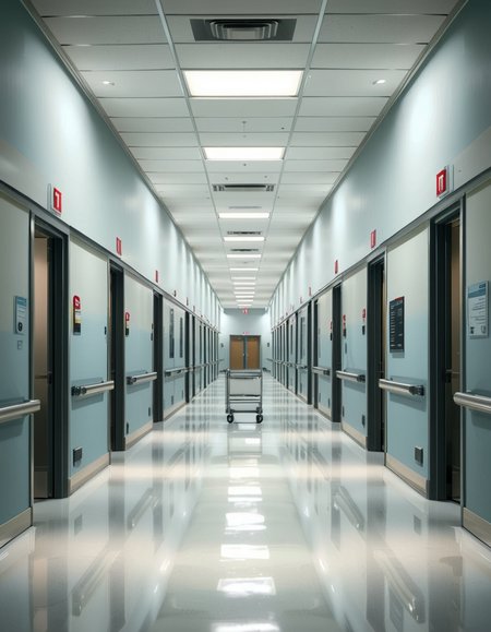 A long, sterile hospital corridor with bright white walls and a polished, reflective floor. The fluorescent ceiling lights cast a cold, clinical glow, emphasizing the cleanliness of the space. The hallway is lined with closed patient rooms, each marked with a small number plate. Stainless steel handrails run along the walls, and a few medical carts are neatly parked near the side. The corridor appears empty, creating a sense of stillness and anticipation. At the far end, a set of double doors with small glass windows leads to another section of the hospital. The atmosphere is quiet, professional, and highly sanitized, evoking a sense of order and precision.
<lora:SDXLFaeTastic2400:0.4> <lora:extremely_detailed:0.4> extremely detailed, <lora:sterile_hospital_c0rr1d0r:1>,sterile hospital c0rr1d0r, Masterpiece,best quality,hi res,8k,hi res,8k,award winning,(sharp focus, intricate, highly detailed),
