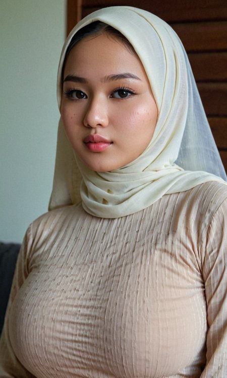 cinematic still full body photo of a beautiful Indonesian busty girl 21yo, round faced shape, fair skin, barefaced, acne faced, black eyes, sharp nose, thin lips, wearing long white hijab . emotional, harmonious, vignette, 4k epic detailed, shot on kodak, 35mm photo, sharp focus, high budget, cinemascope, moody, epic, gorgeous, film grain, grainy, full body photo of a beautiful Indonesian busty girl 21yo, round faced shape, fair skin, barefaced, acne faced, black eyes, sharp nose, thin lips, wearing long white hijab, flowing, highly detailed, cinematic, sublime, extremely attractive, elegant, intricate, very inspirational, lush, epic, stunning, inspiring, cute, creative, positive, inspired