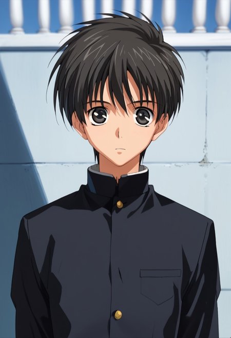 score_9, score_8_up, score_7_up, score_6_up, masterpiece, best quality, ,source_anime, Expressiveh, absurdres, 
//Fashion, 
//Background, school grounds, 
//Others, 1boy, male focus, solo male,
//Action, looking at viewer,
BREAK,
//Character,Yuuri, black hair, black eyes,
