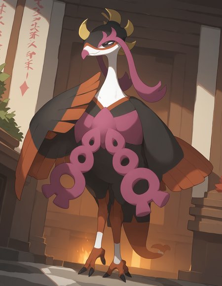 score_9, score_8_up, score_7_up, fezandipiti, pokemon \(creature\), (solo), full body, beak, avian, multicolored skin, looking at viewer, japanese temple, sunny, , <lora:cefaa866-a58e-40ba-a219-79ab392f7d60:1.0>, <lora:fcd03851-a47f-4cbe-b519-bcd80bca9f51:1.0>