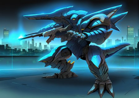 sfw, masterpiece, best quality,absurderes,no humans,turret,dorugoramon tank,outdoors,city,cyberpunk 2077  <lora:DorugoramonIllustrious:0.9>