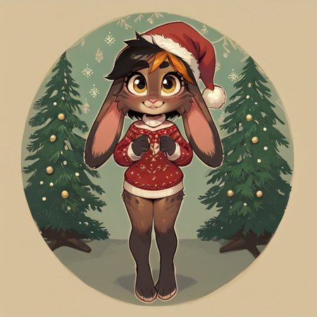 short stack female , solo , loop bunny , ((bunny anthro)) , cute , full body , clothed , fluffy_new_year , merry_furistmas , christmas, hat, sweater, santa hat, gift, christmas tree ,
(background)
zPDXL3 , score_9 , score_8 , score_7 , score_6_up , highly detailed , high quality , high res , masterpiece, quality highlights, 8k detail, ultra-detailed,