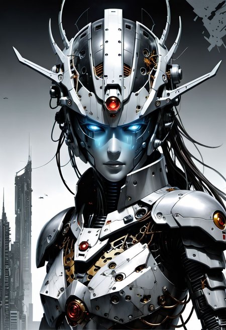 gundam,(noface:1.1),solo,1other,upper body,helmet,science fiction,robot,humanoid robot,no humans,glowing,mask,armor,Grayscale,cable,chain mail,crack,fully armed,glowing eyes,Pauldrons,(masterpiece:1.2),(best quality:1.2),intricate details,newest,ai-generated,perfect anatomy,1girl,
beautiful girl,Leaping with one hand reaching up,Bewildered,simple,Floating Islands with Sky Gardens,
edgQuality,<lora:add-detail-xl:1>,<lora:DarkGrimFantasyXL:1>,<lora:srdxl_v2_7_5a7:1> Gundam, EVA, ARMORED CORE, BATTLE TECH,