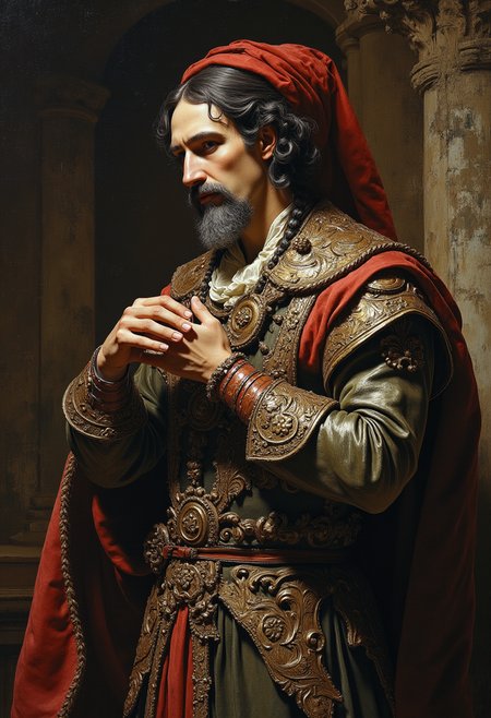 A masterpiece of fantasy style created by the collaboration of Rembrandt van Rijn and Jean-Léon Gérôme.    HD32K, hyperdetailed, best quality, aidmaMJ6.1.