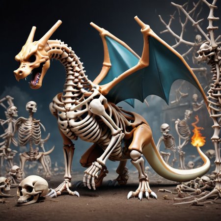 Charizard, skeleton,