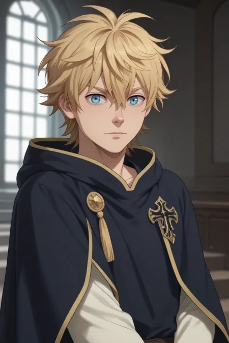 score_9, score_8_up, score_7_up, , rating_safe, , (realistic:0.6), looking at viewer, depth of field, 1boy, solo, male focus, <lora:luck_voltia_pony:0.78>, luck_voltia, blonde hair, blue eyes, short hair, hair between eyes, , , <lora:sdxl_lightning_8step_lora:1>