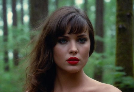 CinematicPortrait woman analog photo brunette (provocative  )  masterpiece outdoors, (glossy  lipstick), detailed sharp green eyes, (foggy forrest), soft focus, depth of field, film grain, (((looking at viewer))) <lora:CinematicPortraitXL_v3:0.2>  <lora:EuroBabe-v4-XL:0.4>