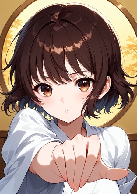 <lora:4863790872_ilxl:0.8>, 1girl, 4863790872_ilxl, hp_kuroe, short hair, brown hair, brown eyes,, BREAK
masterpiece, best quality, amazing quality, very aesthetic, absurdres, newest, 
 <lora:Eyes_High_Definition:0.6>, eyesHD, high gradient eyes, detailed eyes, high definition eyes, 
<lora:LECO_Particles:1>, 
BREAK, <lora:brightness_slider:-0.5>,, general, dutch angle, oblique view,  dynamic pose,