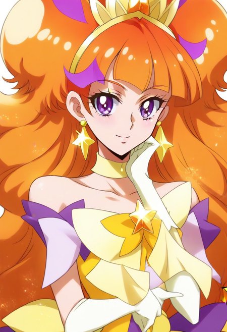 8k hd, (uncesored:1.2), 1girl, curetwinkle, long hair, orange hair, purple eyes, <lora:PrettyCureGoPrincess_CureTwinkle_bbccaaa:1>
