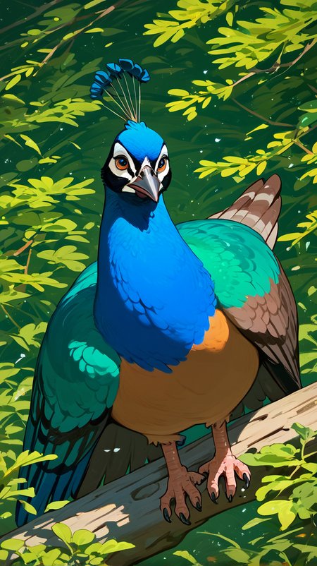 score_9, score_8_up, score_7_up, zPDXL2, <lora:PeacockV2:0.8>, peacock, beak, 
bird, animal, spread feathers, realistic