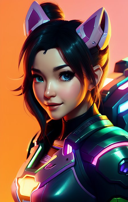 D.va from Overwatch, sexy, fanart, fighting pose, amazing detail, color grading, (glowing haze)++ (soft glow)+ digital art render, anime, pixar style, by rossdraws, wlop, ilya kuvshinov, 8k