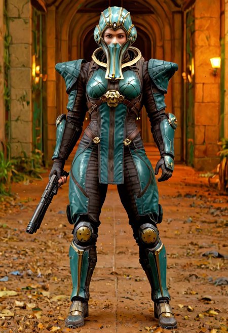 badass Grineer lancer, grineer lancer, teal grineer,  Wearing mask, mask on, grineer mask, grineer mask on, yellow eyes,  1boy, grineer lancer outfit, wearing grineer mask, holding gun, grineer gun, grakata, holding grakata, 
(Grineer mask), , (dark shot:1.17), ((epic)) realistic, faded, , art, (hdr:1.5), (muted colors:1.2), hyperdetailed, (artstation:1.5), cinematic, warm lights, dramatic light, (intricate details:1.1), complex background, (rutkowski:0.8),((full body:1.9)), by Blizzard entertainment, big armor, l, wearing corpus helmet, low light, facing camera, lot of details, detailed armor, half side portrait, on corpus tileset, (night time),