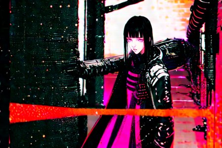 highly insanely detailed, masterpiece, top quality, best quality, highres, 4k, 8k, RAW photo, (very aesthetic, beautiful and aesthetic),  
tsutomu nihei,nihei_tsutomu,blame!,blame gakuen!,abara,TNstyle,sidonia_no_kishi,(space,spacecraft,deep horizon,lab,tower,tunnel),wire,ventilation fan,ventilation shaft,star \(sky\),starry sky,toha heavy industries,walkway,cables,tubes,industrial pipes,dark sky,black sky, 
<lora:blamev2:1>, 
(1girl:1.3), 
solo focus, 
summer,neon orange background,neon magenta background,neon white background,(color bokeh background),âââ