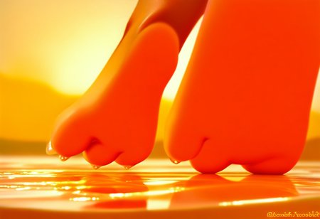 score_9, score_8_up, Score_7_up, score_6_up, score_5_up, Chimchar, Pokemon (creature), monkey, peach colored feet, 3 toes, foot focus, water, surfing, feet on surfboard, wet on feet, close-up