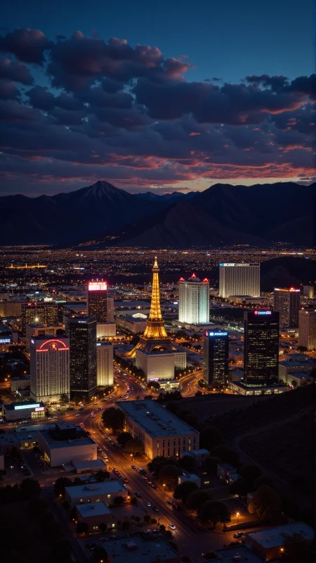 photo, photography, Fujifilm XT-4 Viltrox, Las Vegas landscape, dusk, very intricate, very detailed, realistic. sharp, bright, colorful, film grain, high contrast, <lora:Anti-Blur:1><lora:Insane Detail Slider:0.25>  <lora:flux.1_lora_flyway_Epic-detail_v2:0.3> <lora:fluxenhancer:0.25>