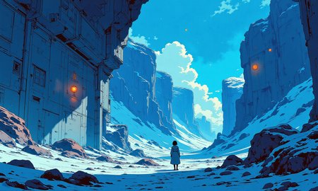 A distant planet's alien landscape unfolds with a natural point rose, set against a blue palette backdrop, as a backlighting effect adds depth, with textured wall finish and high contrast, evoking a neoclassical, constructivist vibe.
BREAK anime, bboil artist style