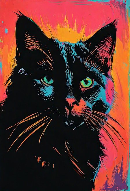 impactful color paint of, a Manx Cat, highly detailed, vibrant colors , 8k, sharp, professional, clear, high contrast, high saturated, , vivid deep blacks, crystal clear