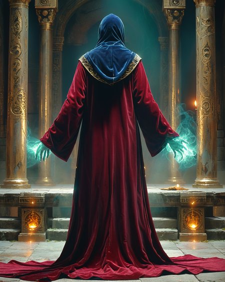 hooded faceless human sorcerer standing in evil temple, dais, volumetric lighting, velvet robe, intense color, <lora:add-detail-xl:1.0>,  <lora:xl_more_art-full_v1:0.4>,   <lora:XSfenlie:1> fenliexl,  <lora:lora:1>, realistic photo