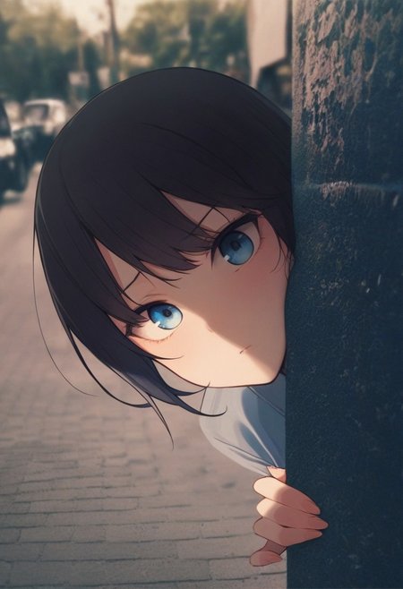 masterpiece,best quality,amazing quality, PHTBG, photo background, 1girl, outdoor, blue eyes, black hair, standing, face close up