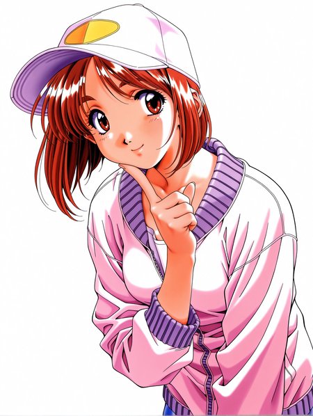 masterpiece,best quality,newest,
1girl,solo,
1990s \(style\),<lora:yamamoto_rurika_ilxl_v1.0:1>,y_ruruka,short hair,brown hair,brown eyes,
baseball cap,jacket,long sleeves,<lora:Fixhands_anime_bdsqlsz_V1:1>,white_background,simple_background,upper_body,looking_at_viewer,standing,smile,finger to own chin,profile,