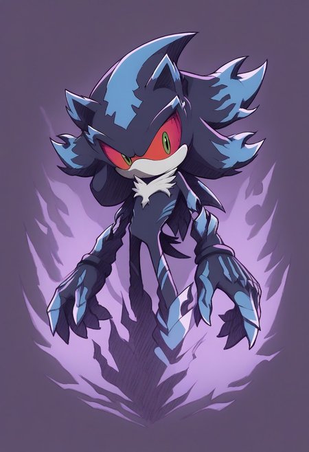 score_9, score_8_up, score_7_up, (best quality), ultra-detailed, high resolution, 8k, Mephiles The Dark, dark blue skin, light blue quills, light blue chest fur, reddish-pink sclera, lime green pupils, claws, dark blue-gray claws, purple mist, high quality, masterpiece, BREAK outside, Rich, Detailed background, ambient light