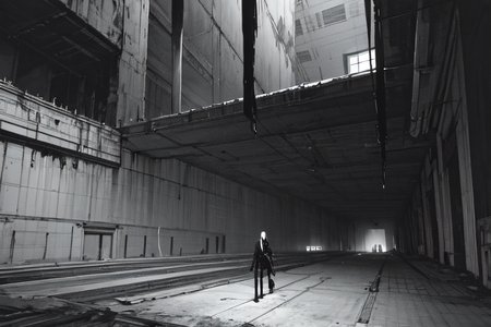 highly insanely detailed, masterpiece, top quality, best quality, highres, 4k, 8k, RAW photo, (very aesthetic, beautiful and aesthetic),  
tsutomu nihei,nihei_tsutomu,blame!,blame gakuen!,abara,TNstyle,sidonia_no_kishi,(megastructure in background,deep horizon,sidonia \(ship\),tunnel,hangar,mausoleum),wire,letterboxed,lantern,gauna,gauna mech,mist,smoke,steam,fog,foggy,dome,air conditioner,tentacles,concrete walls,metal walls,machinery,walkway,buildings, 
<lora:blameLora_v10:0.6>, 
(1girl:1.3), 
solo focus, 
Industrial age city,âââ