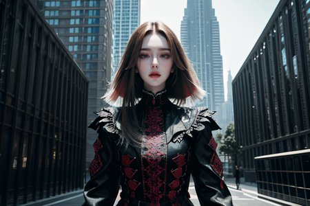 highly insanely detailed, masterpiece, top quality, best quality, highres, 4k, 8k, RAW photo, (very aesthetic, beautiful and aesthetic),  
(rsef style,fevercell style), 
<lora:rsef-000225:0.8>, 
(1girl:1.3), 
1other, 
, 
, 
short hair with long locks, 
, 
Super high-rise building, 
,âââ