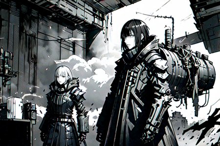 highly insanely detailed, masterpiece, top quality, best quality, highres, 4k, 8k, RAW photo, (very aesthetic, beautiful and aesthetic),  
tsutomu nihei,nihei_tsutomu,blame!,blame gakuen!,abara,TNstyle,sidonia_no_kishi,star \(sky\),starry sky,buildings,machinery,light particles,ventilation fan,ventilation shaft,dark sky,black sky,gauna,gauna mech,letterboxed,smoke,steam,mist,foggy,toha heavy industries,cables,tubes,industrial pipes,dome,drainpipe,clouds,bones,concrete walls,metal walls,wire,bridge,walkway,tentacles,lantern,air conditioner,fence,cyberpunk,science fiction,futuristic,empty,vast scenery,perspective,decrepit,dystopia,destroyed,flock,no human,blm,dark background,open space, 
<lora:ABARA:0.8>, 
(1girl:1.3), 
solo focus, 
crowded train interior,dark crimson background,âââ