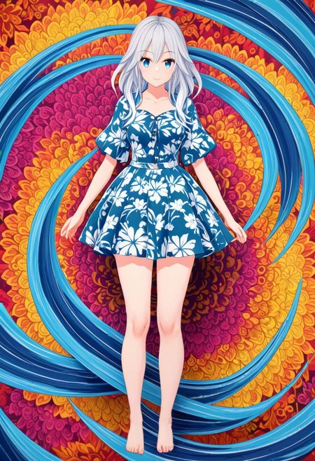 waporwave style, highly detailed,1 girl,full body,vibrant background