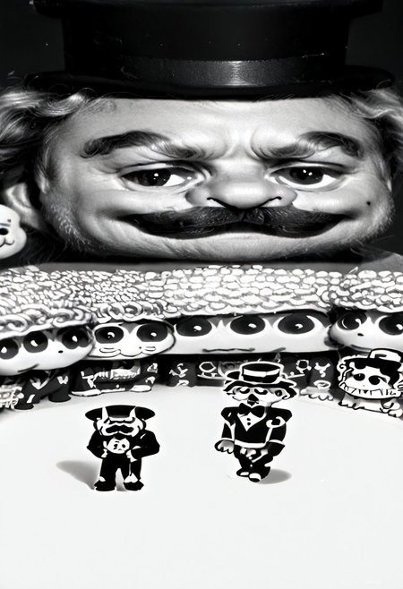 ((((((black and white,wideputinmeme))))),((small man with mustache, top hat, kenbis, chibi, chibi, male only, male, male chibi, monocle, art deco, thick mustache, comically large mustache, handlebar mustache, tiny, multiple men, shrunk, microxl, some little guys,  high angle, from above)), bwMovies, realistic, photo, vintage photo, ((very small man, small man, a small man, a man who is small, a small man)), an unapologetically small human male, black and white, smiling, very happy, euphoric, ecstatic, wonderful small men, large smile, huge smile