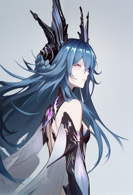 score_9, score_8_up, score_7_up, score_6_up, score_5_up, score_4_up, source_anime, 1girl, solo, 
LostLullaby, light purple eyes, blue hair, long hair, Lost clothes, headgear, 
masterpiece, best quality, very aesthetic, absurdres,