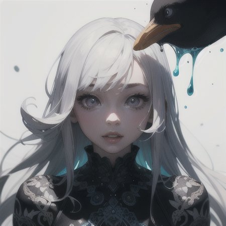 masterpiece, best quality, penguin, large eyes, (cartoon), upper body, splashing, abstract, psychedelic, (neon:0.8), extremely detailed, (white background:1.3), ink, (creative:1.3), intricate detail, (pretty face), dynamic lighting, natural lighting, (black:1.3),(white:1), photorealistic, sy3 <lora:Sy3:0.35> <lora:ink-0.1-3-b28-bf16-D128-A1-1-ep64-768-DAdaptation-cosine:1>
