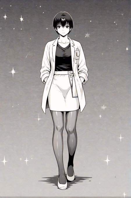 score_9, score_8_up, score_7_up, monochrome, manga_source, best background, detailed background, manga, grayscale  Kaguya, Nurse Outfit, full body, <lora:JN_Shizuku_Kaguya:0.8>