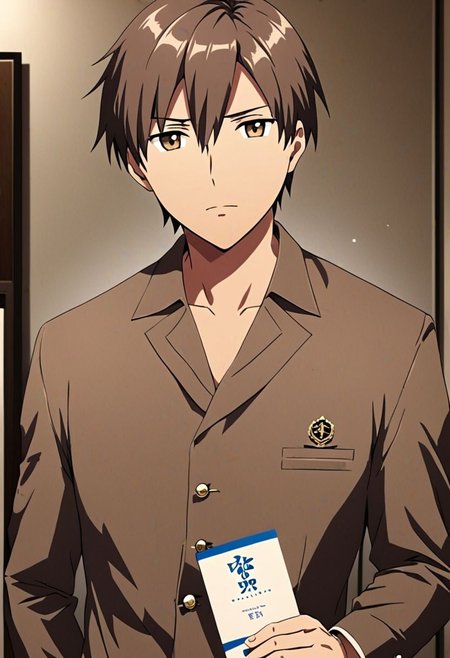 high resolution, solo, best quality, 1Boy, Takaki Toono, Brownish Hair, Brown Eyes, brand ambassador, brochure design, OverallDetail