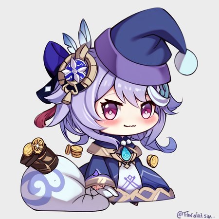 score_9, score_8_up, score_8,  ,,, zzPadoru, qiqi_(genshin_impact) , 1girl, blush, simple background, hair ornament, long sleeves, white background, dress, holding, closed mouth, standing, purple eyes, full body, purple hair, twitter username, blue dress, wavy mouth, blue headwear, holding sack, coin hair ornament,   ,<lora:PadoruMemePDXL:1.0>,   ,,, smile, looking at viewer,  ,,, embedding:zPDXL,  <lora:SDXLFaeTastic2400:0.5>,