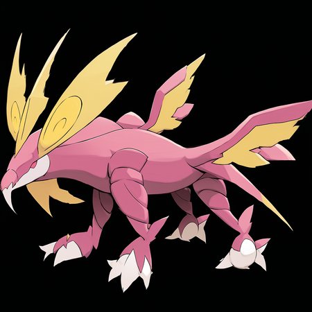 watercolor creature art, <lora:pokemon_pony_xl:1>, Type: Poison, Type: Poison Egg Group: Water 2, is a pokemon creature that It possesses a row of Pink spines along its forearms, used in defense and during mating displays,Its snout is elongated and houses rows of sharp, Red teeth,It can whistle a tune that manifests as yellow (orange:0.8) notes floating in the air a visual symphony,Its body emits a Maroon aura that can influence the emotions of those around it,A Fuchsia aura surrounds it when it sings, a melody that heals the wounds of the earth and soothes the spirits of the forest score_9, score_8_up, score_7_up, score_6_up, score_5_up, score_4_up.  Simple black background, (Masterpiece:1.3) (best quality:1.2) (high quality:1.1)