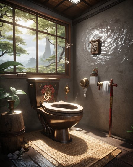 toilet,masterpiece,best quality,16k,trending on artstation, <lora:niohxl-step00000300:1>in the style of niohxl yokai