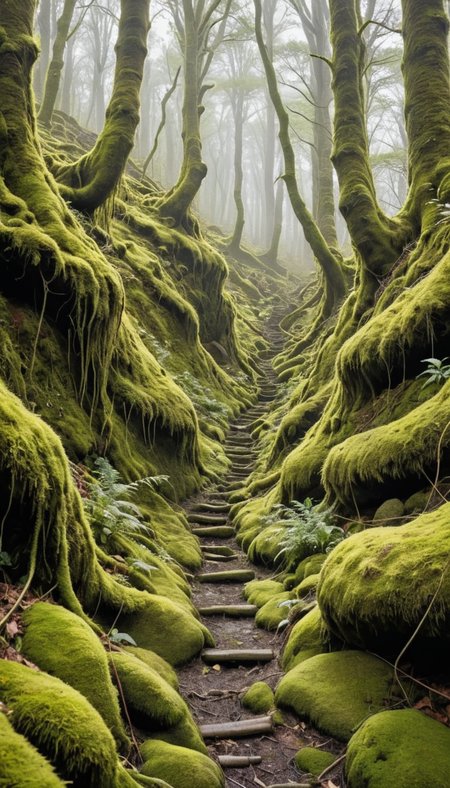Yarn model of a Nurturing Dilapidated ("Silent footfalls on mossy paths, a communion with nature's secrets, awakening our connection to the earth.":1.2) , hillside, deep focus, Cyber Noir, <lora:RMSDXL_Creative:3.5>