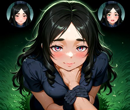 PonyScores7, source_anime, ah1, IllustriousQual, Mdastarou, <lora:natsumi_style:0.5>, <lora:by_usakun-pony:0.4> by usakun, <lora:Akina_Bbw_Style_-_PonyXL:0.2> AkinBw
BREAK (zoom_out:1.8), (Ground level (from back) view medium, focus on waist)
BREAK 1girl, mature female, (round face:1.2), (thick eyebrows:1.3), (curvy), round-chin, caucasian, (plump face), <lora:Round_face:0.2>, <lora:ETO_OCPonyXL:0.3> eto_oc, skindentation, (plump), thick thighs, wide hips, busty, voluptuous, lips, <lora:venus body PonyXL:0.3>, <lora:shinyskin2:0.2> glistening skin
BREAK  (((curly hair), long hair, (black hair:1.4), (parted hair:1.7), messy hair, kinky curls, <lora:hairdetailpxl:0.2> hairdetailpxl))
BREAK ((half green and brown eyes), (colorful eyes), (multicolored eyes), (downturned eyes:1.4), <lora:expressive eyes:0.2> expressive eyes, <lora:eyedetailpxl:0.2> eyedetailpxl, <lora:Eyes_High_Definition:0.2> EyesHD)
BREAK (("xd",  <lora:Expressive_H:0.2> Expressiveh, <lora:Emotional_Anime_Expressions_PonyXL_Concept:0.2> emotional, <lora:Best_Facial_Expression_LoRA_PONY:0.2>, looking at viewer, <lora:Detailed expressive EXEV style -XL Pony V1.0:0.2> FaceDetail))
BREAK ((wielding hasta with steel tip))
BREAK deep magenta Retro-inspired uniform with a fitted dress, pillbox hat, and gloves
BREAK (((A divine entity's ethereal fingers brush against the mortal's skin, leaving a trail of shimmering silver sparks that dance across his arm, The man's eyes widen as he feels the gentle caress, his skin tingling with a mix of wonder and trepidation)))
BREAK <lora:xl_more_art-full_v1:0.2>, <lora:aesthetic_anime_v1s:0.2>, <lora:EpicF4nta5yXL:0.2>, <lora:detailxl:0.2> detailxl, <lora:Fant5yP0ny:0.2>, best quality, amazing quality, best aesthetic, absurdres, illustration, Volumetric_Lighting, ultra-detailed, very aesthetic, intricate details, 8k, masterpiece, best_quality
BREAK Stable_Yogis_PDXL_Positives, AS-Adult, <lora:Complicated fantasy portrait - XL Pony V2.0:0.2>, bad-hands-5, <lora:HDA_Detailer:0.3>, HDA_FatGirlXL