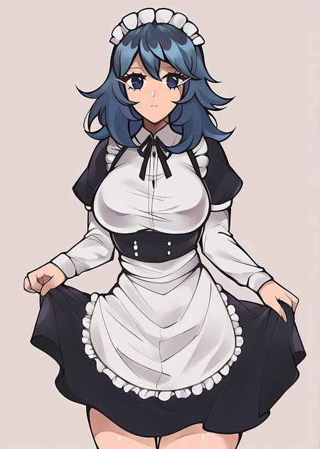 score_9, score_8_up, score_7_up, score_6_up, score_5_up, score_4_up, BREAK source_anime,
1girl, byleth (fire emblem) (female), maid, solo, maid headdress, blue hair, blue eyes, breasts, simple background, white background, large breasts, closed mouth, long sleeves, enmaided, apron, medium hair, long hair, dress, looking at viewer
<lora:purrlucii_style_v2:1>
