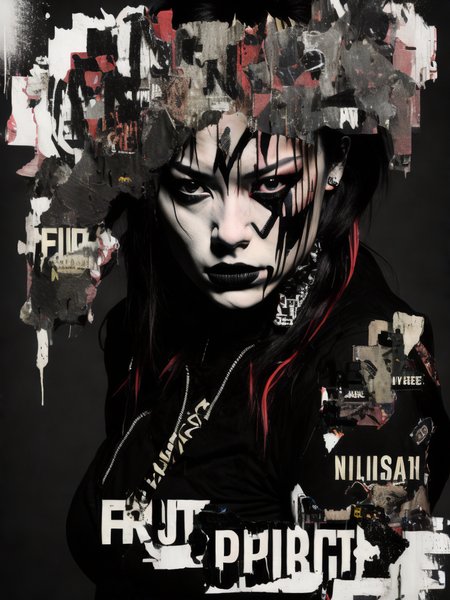 <lora:PunkCollage:1>punk collage of a stitch