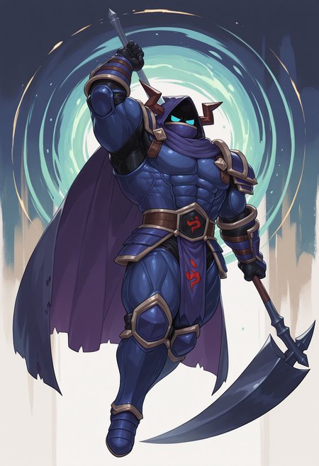 abstract background, multicolored background, solo, male focus, phy5is, horns, hood, muscular, armor, cloak, dynamic pose, holding scythe,
perfect anatomy, masterpiece, perfect quality, best quality, detailed, newest, very aesthetic
<lora:Illustrious\Physis_ParadisoGuardian_V1_ILXL:1.0>